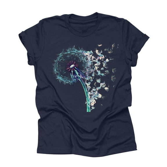 NAMTYQX Shirts for Women Trendy Summer Stretch Fashion Fullprint Plus Size Crewneck Short Sleeve Printed Loose Cool Womens Summer Tops Dark Blue Size L