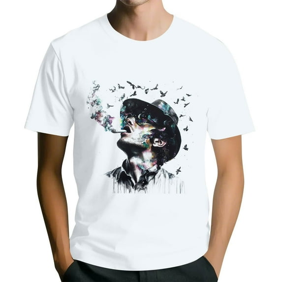 NAMTYQX Shirts for Men Casual Lounge Pattern Light Plus Size Elastic Loose Crew Neck Short Sleeve Airoft Summer Tops for Teens Multicolor Size 3XL