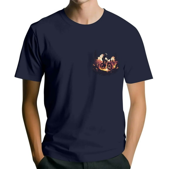 NAMTYQX Shirts for Men Elastic Short Sleeve Plus Size Breathable Pattern Baggy Casual Crew Neck Light Lounge Mens T-Shirts Navy Size 4XL