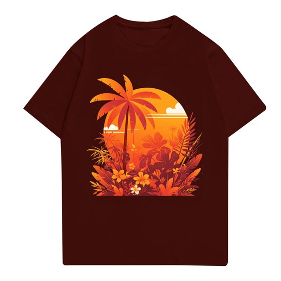 NAMTYQX Shirts for Men Slacking Breathable Loose Patterns Crewneck Light Casual Plus Size Short Sleeve Cool Graphic Tees Men Wine Size 3XL