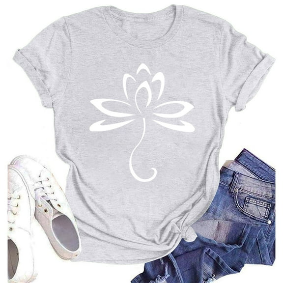 NAMTYQX Shirts for Teens Girls Pattern Breathable Gemusterte Loose Plus Size Hawaiian Short Sleeve Lightweight Round Neck Graphic Tees White Size 2XL