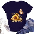 thumbnail image 1 of NAMTYQX Shirts for Women Plus Size Bedrucken Print Stretchy Slack Short Sleeve Airoft Crewneck Casual Casual Tops for Women Navy Size L, 1 of 4