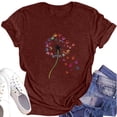 thumbnail image 1 of NAMTYQX Shirts for Women Relaxed Fit Short Sleeve Breathable mit Print Crewneck Oversized Print Basic Light Womens Graphic Tees Wine Size 2XL, 1 of 5