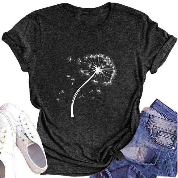NAMTYQX Shirts for Women Stretch Crewneck Muster Oversized Fashion Graphic Cool Short Sleeve Loose Fit Womens Graphic Tees Black Size S