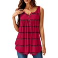 thumbnail image 1 of NAMTYQX Shirts for Women Trendy Boxy Fit Casual Button Vneck Sleeveless Fashion Peplum Plus Size Trendy Tops for Women 2025 Red Size 3XL, 1 of 5