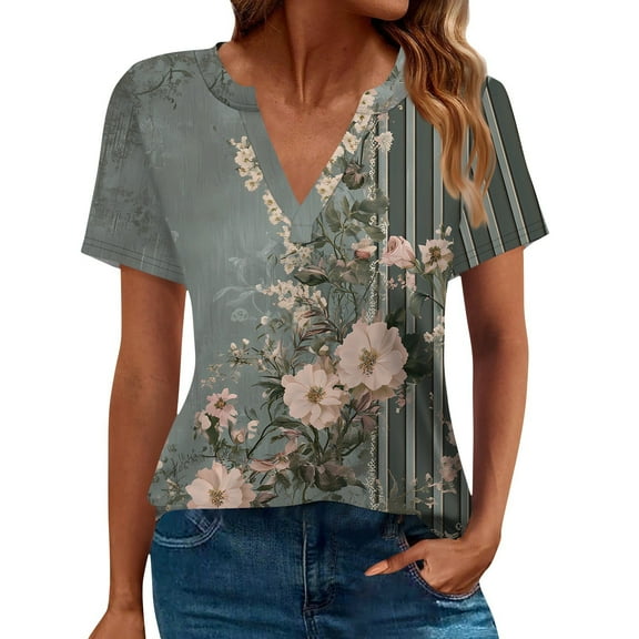 NAMTYQX Shirts for Women Trendy Casual Baggy Plus Size V Neck Trendy Short Sleeve Soft Comfort Navy Size 3XL