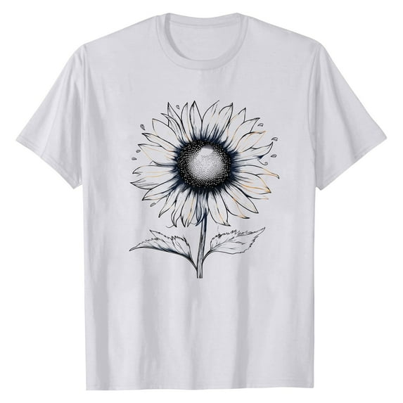 NAMTYQX Shirts for Women Trendy Summer Baggys Trendy Print Grafisches Crewneck Stretch Plus Size Short Sleeve Cool Women's T-Shirts White Size 3XL