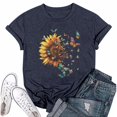 thumbnail image 1 of NAMTYQX Short Sleeve Blouses for Women Crewneck Print Boxy Fit Stretch Bedruckte Airoft Short Sleeve Oversized Fashion Womens Tops Dressy Casual Yellow Size XL, 1 of 3