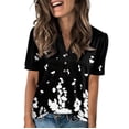 thumbnail image 1 of NAMTYQX Womens Going Out Tops Button V Neck Fashion Short Sleeve Plus Size Soft Comfort Loose Fitting Lounge Black Size 3XL, 1 of 5