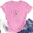 thumbnail image 1 of NAMTYQX Short Sleeve Shirts for Women Crewneck Breathable Grafisches Short Sleeve Basic Patterns Stretchy Comfy Plus Size Basic Tees for Women Pink Size XL, 1 of 5