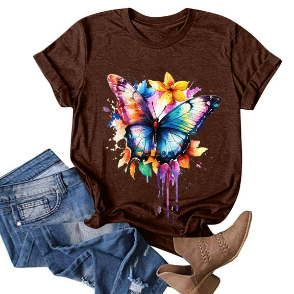 NAMTYQX Short Sleeve Shirts for Women Loose Scoop Neck Lightweight Casual Short Sleeve Oversized Cool Graphic Print Womens Tops Dressy Casual Wine Size S