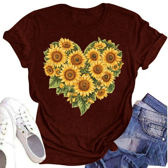 NAMTYQX Short Sleeve Shirts for Women Round Neck Classic Breathable Short Sleeve Light Plus Size Boxy Fit Bedrucken Graphic Blouses for Women Wine Size XL