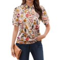 thumbnail image 1 of NAMTYQX Short Sleeve Shirts for Women Lounge Short Sleeve Soft Lapel Womens Polo Shirts Casual Khaki Size L, 1 of 5