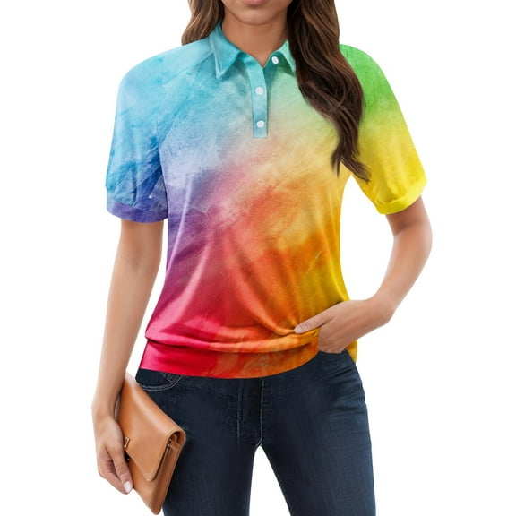 NAMTYQX Short Sleeve Shirts for Women Short Sleeve Womens Polo Shirts Lapel Neck Fashion Lounge Soft Yellow Size 2XL