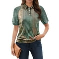 thumbnail image 1 of NAMTYQX Short Sleeve Shirts for Women Womens Golf Polo Shirts Soft Short Sleeve Lounges Lapel V Neck Trending Army Green Size 3XL, 1 of 5