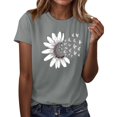 thumbnail image 1 of NAMTYQX Short Sleeve Tops for Women Cool Printed Comfy Short Sleeve Light Oversize Round Neck Casual Gemusterte Tshirts Shirts for Women Gray Size L, 1 of 5