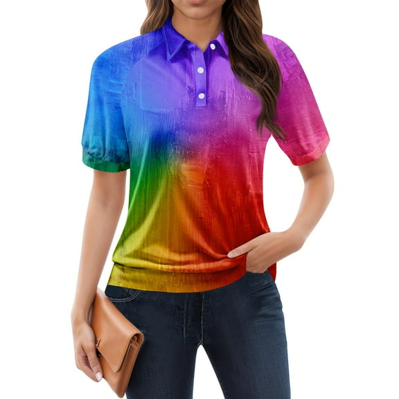 NAMTYQX Sports Tops for Women Uk Trendy Soft Womens Polo Shirts Short Sleeve Casual Lapel Red Size XL