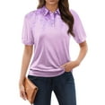thumbnail image 1 of NAMTYQX Spring Tops for Women 2025 Lapel Lounge Soft Short Sleeve Casual Womens Golf Polo Shirts Light Purple Size L, 1 of 5