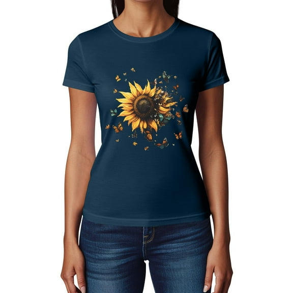 NAMTYQX Spring Tops for Women 2025 Loose Casual Print Plus Size Crewneck Print Short Sleeve Lightweight Cool Womens Summer Tops 2025 Navy Size 4XL