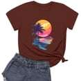 thumbnail image 1 of NAMTYQX Spring Tops for Women 2025 Stretchy Bedruckte Plus Size Print Boxy Fit Crew Neck Casual Cool Short Sleeve Womens Spring Tops Wine Size S, 1 of 3