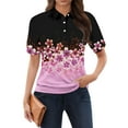 thumbnail image 1 of NAMTYQX Spring Tops for Women 2025 Golf Polo Short Sleeve Lapel Soft Pink Size S, 1 of 6