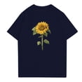 thumbnail image 1 of NAMTYQX Summer Blouses for Women 2025 Crewneck Loose Fitting Short Sleeve Print Airoft Stretch Gemustertes Plus Size Trending Womens Summer Tops Navy Size S, 1 of 4