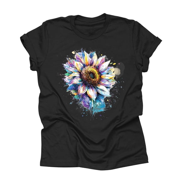 NAMTYQX Summer Blouses for Women 2025 Short Sleeve Round Neck Oversized Hip Bedruckt Relaxed Fit Cool Stretch Print Plus Size Blouses for Women Black Size M