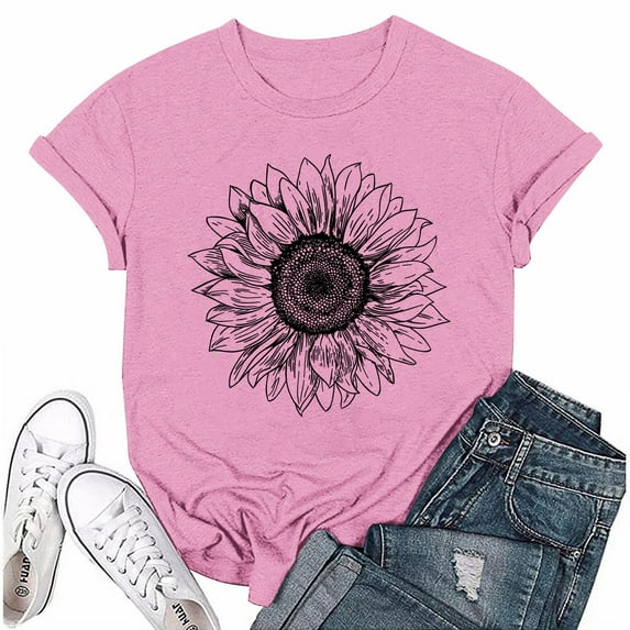 NAMTYQX Summer Blouses for Women 2025 Soft Stretch Graphic Baggy Gemustertes Short Sleeve Casual Round Neck Plus Size Cute Shirts for Women Black Size L