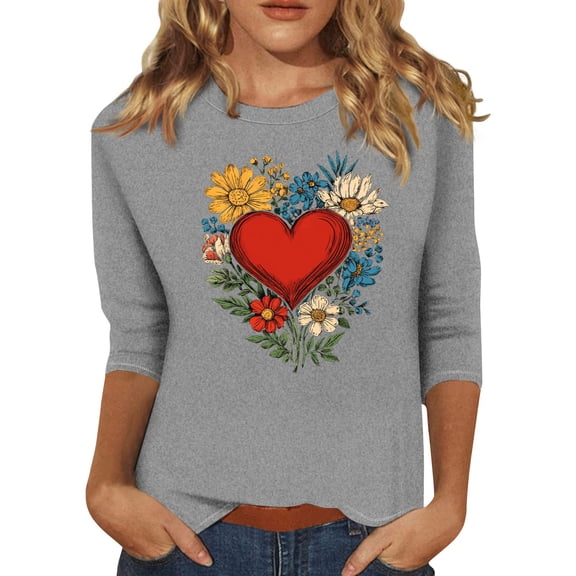 NAMTYQX Summer Blouses for Women 2025 Womens Shirts 3/4 Sleeve Stretch Womens Blouses Dressy Casual Gray Size 2XL