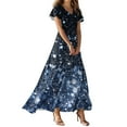 thumbnail image 1 of NAMTYQX Summer Dresses for Women High Waist Hawaiian Maxi Dresses Dresses for Women 2025 Casual Spring Blue Size L, 1 of 5