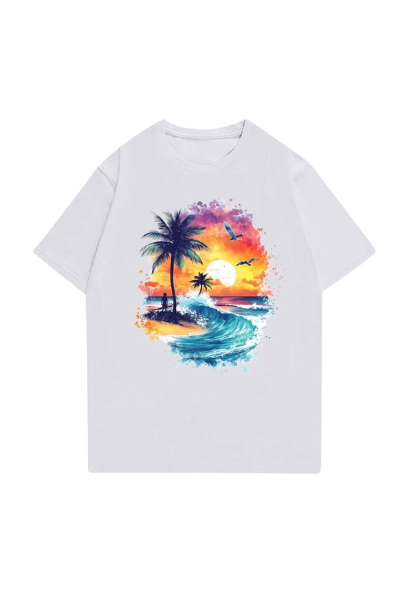 Summer Shirts for Women 2025 Casual Short Sleeve Plus Size mit Print Baggy Cool Print Scoop Neck Stretch Tshirts Shirts for Women White Size L