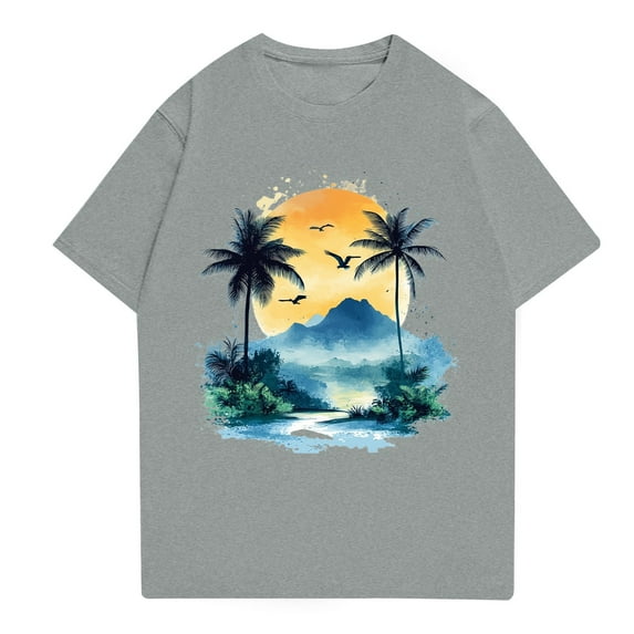 NAMTYQX Summer Shirts for Men Flex Plus Size Cool Patterned Baggy Easy Lightweight Crew Neck Short Sleeve Casual Tshirts Shirts for Men Gray Size M