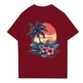 thumbnail image 1 of NAMTYQX Summer Shirts for Women Baggy Print Plus Size Crewneck Patterned Soft Short Sleeve Lightweight Classic Womens T Shirts Wine Size M, 1 of 5