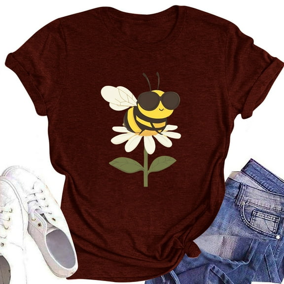 NAMTYQX Summer Shirts for Women Graphic Muster Short Sleeve Cool Scoop Neck Hawaii Lightweight Plus Size Boxy Fit Blouses for Women Deep Red Size S