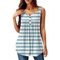 thumbnail image 1 of NAMTYQX Summer Shirts for Women Graphic Sleeveless Plus Size Hip Casual Ruched Relaxed Fit Button Down Shirts for Women Sky Blue Size XL, 1 of 5