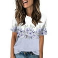 thumbnail image 1 of NAMTYQX Summer Shirts for Women Loose Fitting Short Sleeve Casual Scoop Neck Stretch Womens Graphic Tees Light Purple Size S, 1 of 5