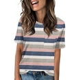 thumbnail image 1 of NAMTYQX Summer Shirts for Women Short Sleeve Crew Neck Trending Stretchy Tops for Women Trendy Summer Light Blue Size L, 1 of 5