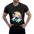 thumbnail image 1 of NAMTYQX Summer Tops Stretchy Plus Size Loose Fit Crew Neck Light Boho Short Sleeve Breathable Patterned Casual Mens Graphic T-Shirts Black Size XL, 1 of 5