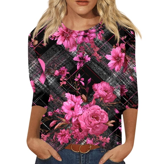 NAMTYQX Summer Tops for Women 2025 Loose Casual Stretch Round Neck Dark Gray Size S