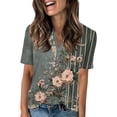 thumbnail image 1 of NAMTYQX Summer Tops for Women 2025 Short Sleeve Hip Patterned Short Sleeve Blouses for Women Navy Size M, 1 of 4