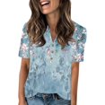 thumbnail image 1 of NAMTYQX Summer Tops for Women 2025 Tops for Women Stretchy Loose Fit Pattern Cute Summer Tops for Women Cyan Size XL, 1 of 4