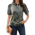 thumbnail image 1 of NAMTYQX Summer Tops for Women 2025 Womens Polo Shirts Fashion Soft Lapel Short Sleeve Lounges Dark Gray Size L, 1 of 5