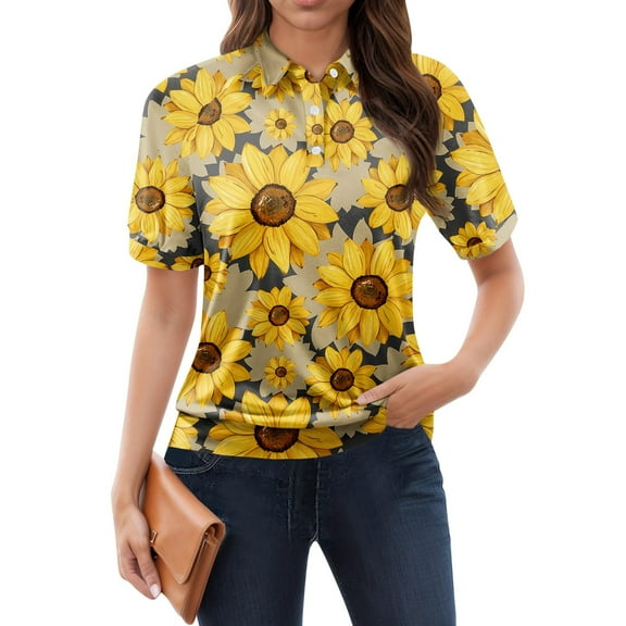 NAMTYQX Summer Tops for Women 2025 Womens Polo Shirts Lapel V Neck Soft Casual Trending Short Sleeve Orange Size 3XL