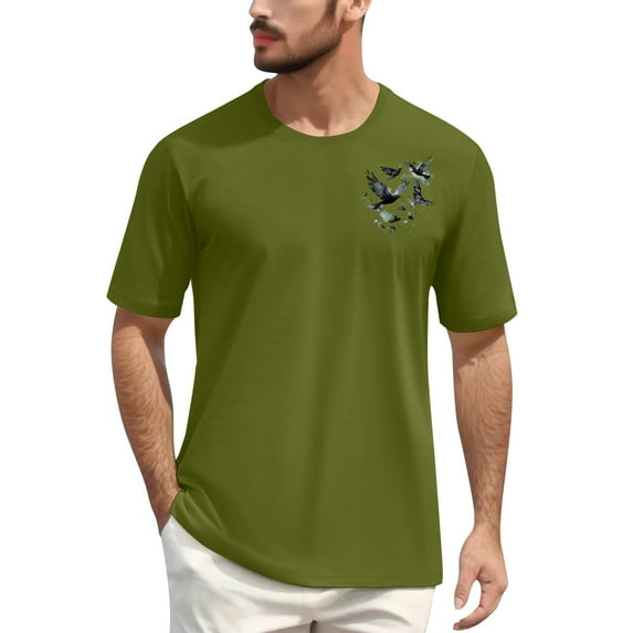 NAMTYQX T Shirts for Man Short Sleeve Relaxed Fit Cool Comfortable Patterned Lounge Plus Size Light Crew Neck Casual Graphic Tees Men Army Green Size 3XL