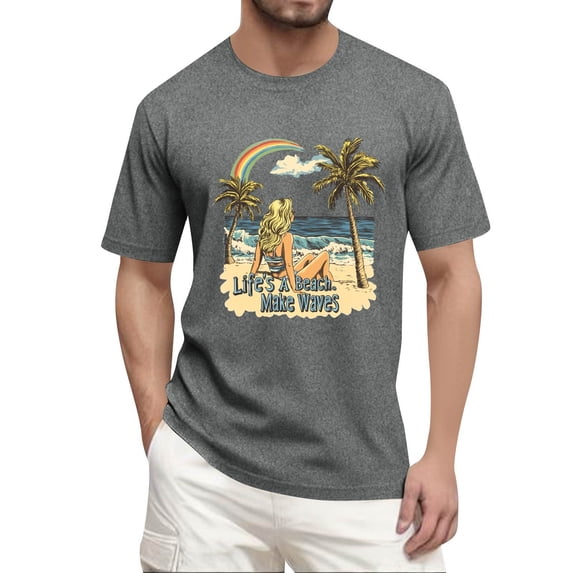 NAMTYQX T Shirts for Man Soft Elasticated Plus Size Casual Crew Neck Baggy Patterned Lightweight Short Sleeve Lounges Graphic Tees for Men Light Gray Size 4XL