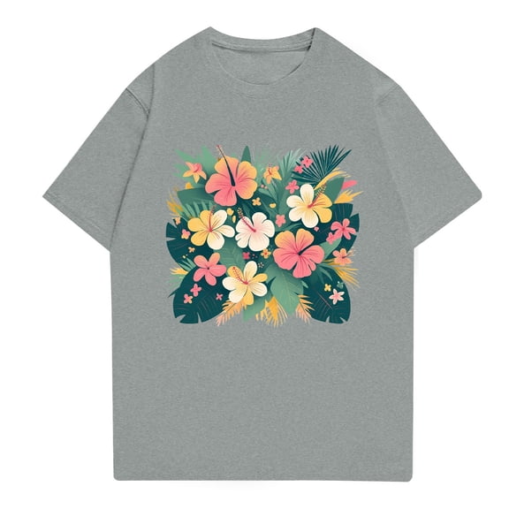 NAMTYQX T Shirts for Man Patterns Stretchy Casual Plus Size Bohemian Baggy Short Sleeve Light Crew Neck Flex Mens T-Shirts Gray Size L