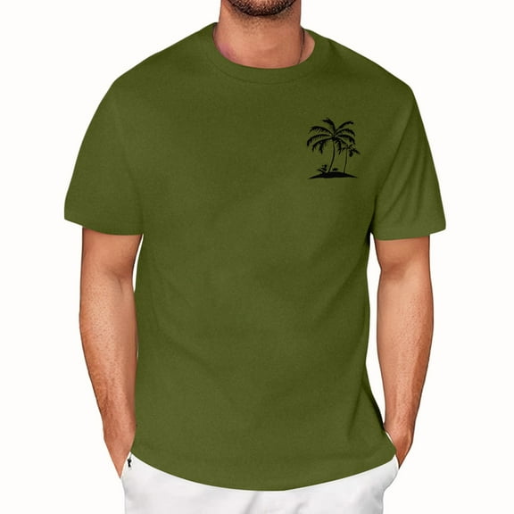 NAMTYQX T Shirts for Man Soft Boho Light Crew Neck Plus Size Cosy Short Sleeve Graphic Relaxed Fit Casual Men's T-Shirts Army Green Size XL