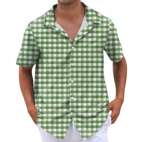 NAMTYQX T Shirts for Man Tropical Graphic Lightweight V Neck Plus Size Casual Short Sleeve Button Up Graphic Tees Men Green Size S