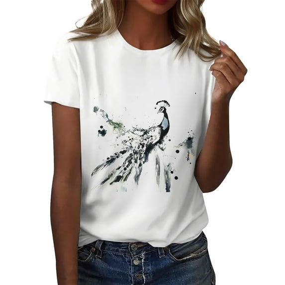 NAMTYQX T Shirts for Women Gemustert Baggys Stretch Short Sleeve Soft Plus Size Simple Round Neck Printed Womens Tops Dressy Casual Gray Size 3XL