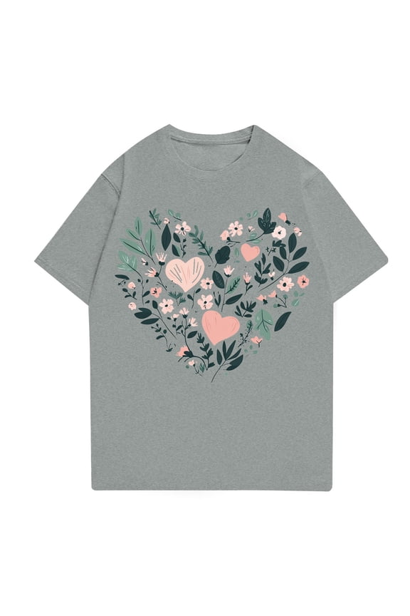 Tops for Women 2025 Mit Print Scoop Neck Loose Fitting Print Stretchy Short Sleeve Airoft Plus Size Stylish Blouses for Women Casual Gray Size M